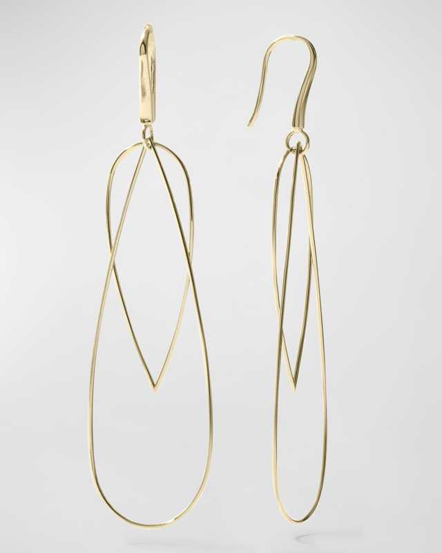 14k Elongated Dangle Hoop Earrings